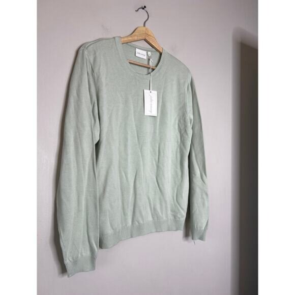 NWT Julia Amory Falmouth Cotton Knit Cotton Crewneck Sweater Icy Mint Size: XL - Picture 3 of 8